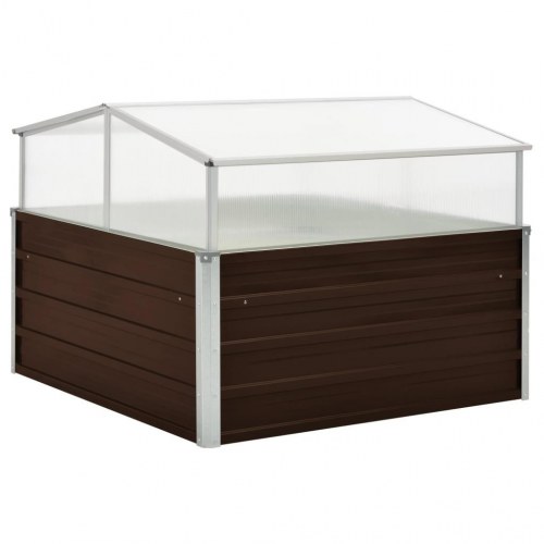 Drivhus 100 × 100 × 85 cm - galvaniseret stål, brun