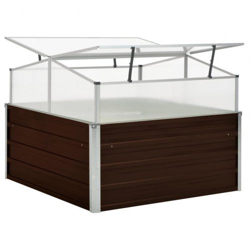 Drivhus 100 × 100 × 85 cm - galvaniseret stål, brun