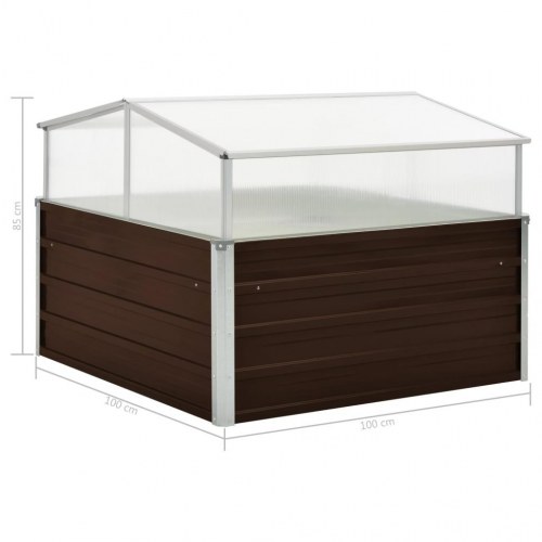 Drivhus 100 × 100 × 85 cm - galvaniseret stål, brun