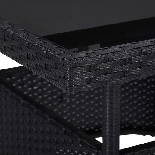 Udendørs spisebord polyrattan og glas sort