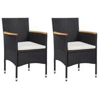Spisebordsstole til haven 2 stk. polyrattan sort