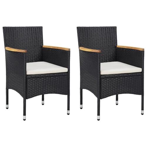 Spisebordsstole til haven 2 stk. polyrattan sort