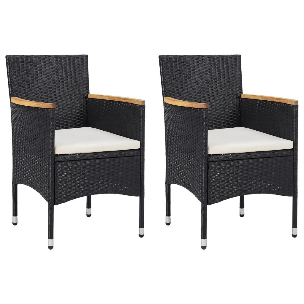 Spisebordsstole til haven 2 stk. polyrattan sort