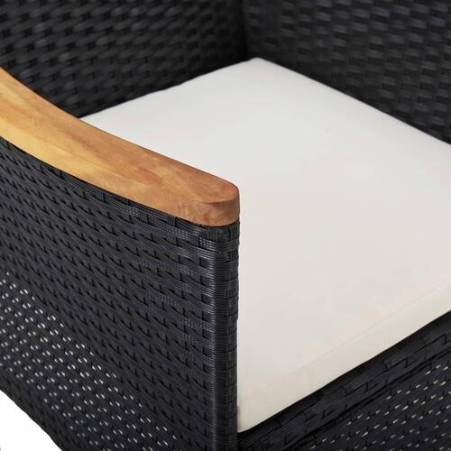 Spisebordsstole til haven 2 stk. polyrattan sort