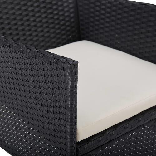 Udendørs spisebordssæt 5 dele polyrattan og glas sort