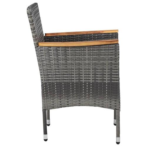 Spisebordsstole til haven 2 stk. polyrattan grå