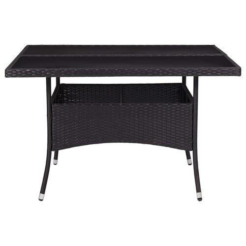 Udendørs spisebord polyrattan og glas sort