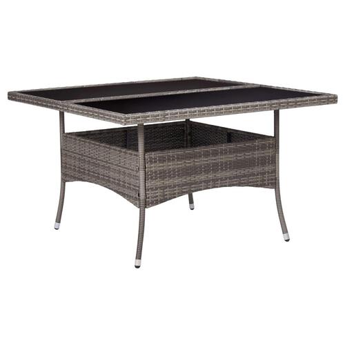 Udendørs spisebord polyrattan og glas grå
