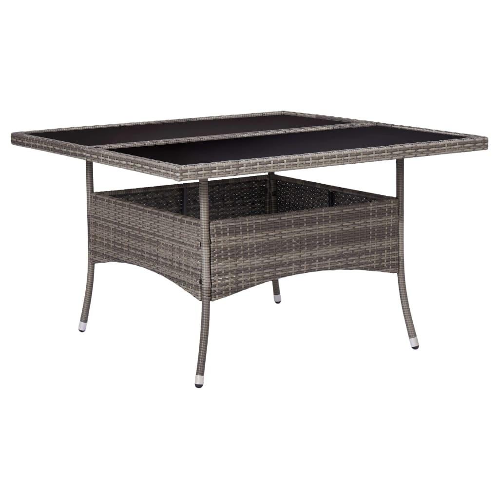 Udendørs spisebord polyrattan og glas grå
