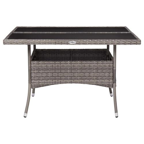 Udendørs spisebord polyrattan og glas grå