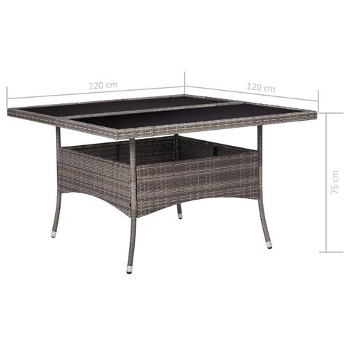 Udendørs spisebord polyrattan og glas grå