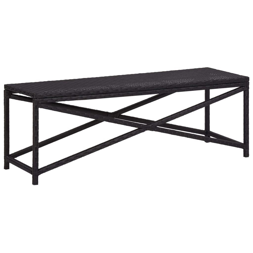 Havebænk 120 cm polyrattan sort