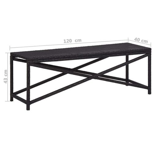 Havebænk 120 cm polyrattan sort
