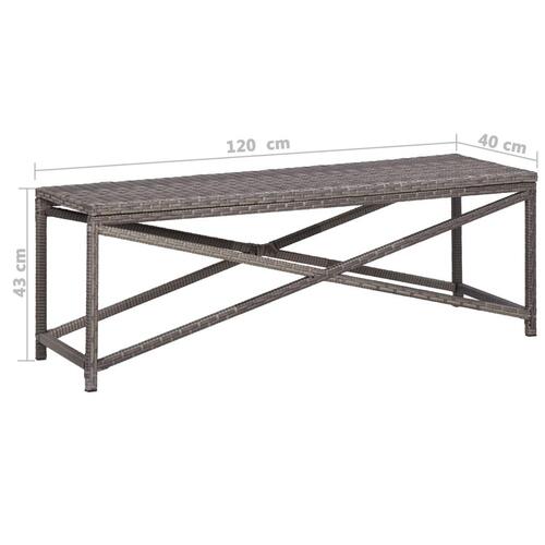 Havebænk 120 cm polyrattan grå