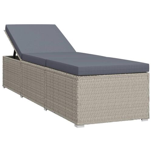 Liggestol med hynde polyrattan grå