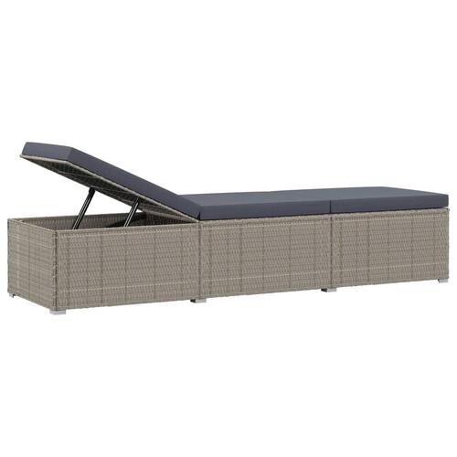 Liggestol med hynde polyrattan grå