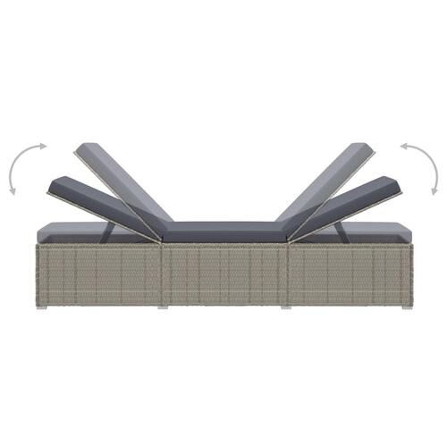 Liggestol med hynde polyrattan grå