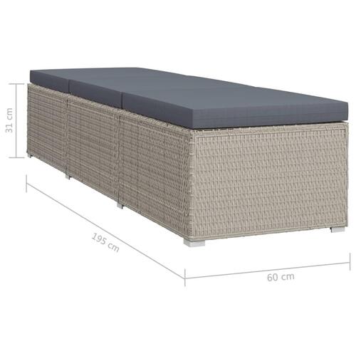 Liggestol med hynde polyrattan grå
