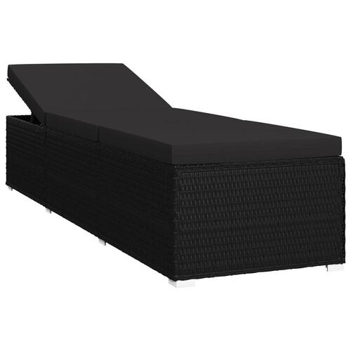 Liggestol med hynde polyrattan sort