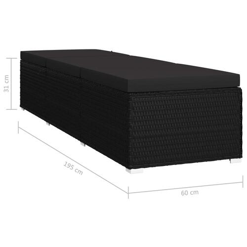 Liggestol med hynde polyrattan sort