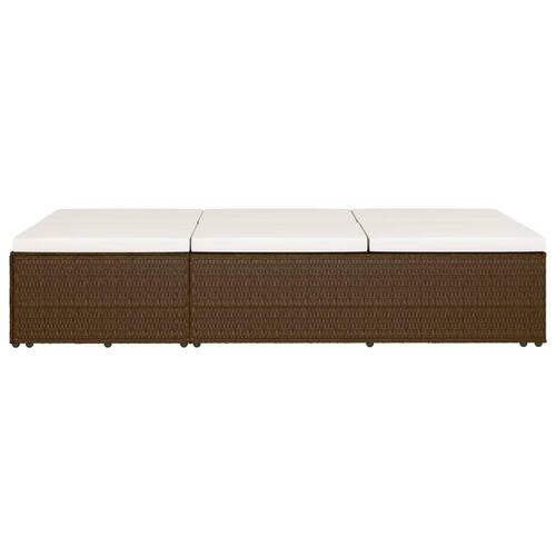 Konvertibel solseng med hynde polyrattan brun