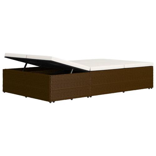Konvertibel solseng med hynde polyrattan brun