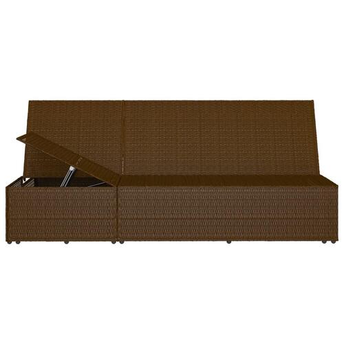 Konvertibel solseng med hynde polyrattan brun