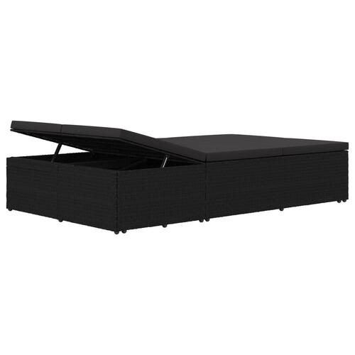 Konvertibel solseng med hynde polyrattan sort