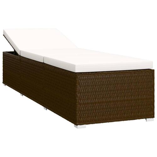 Liggestol med hynde og tebord polyrattan brun