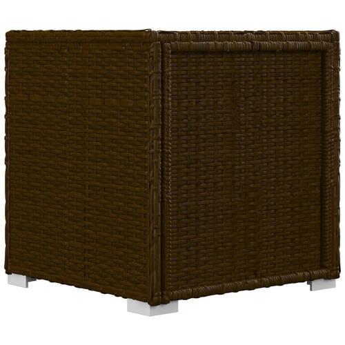 Liggestol med hynde og tebord polyrattan brun