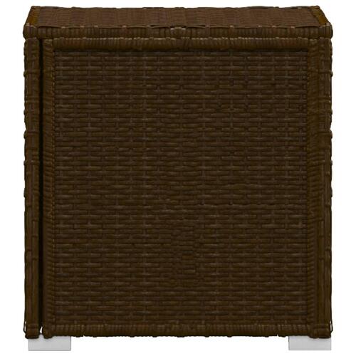 Liggestol med hynde og tebord polyrattan brun