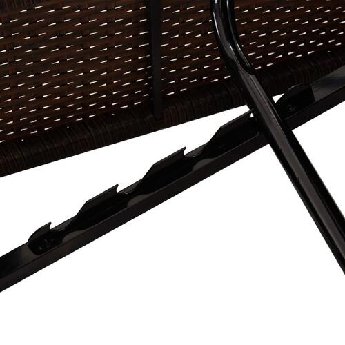 Liggestol med hynde og tebord polyrattan brun