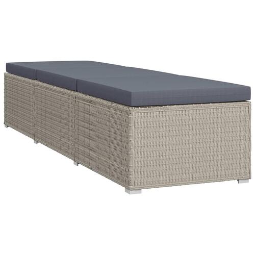 Liggestol med hynde og tebord polyrattan grå