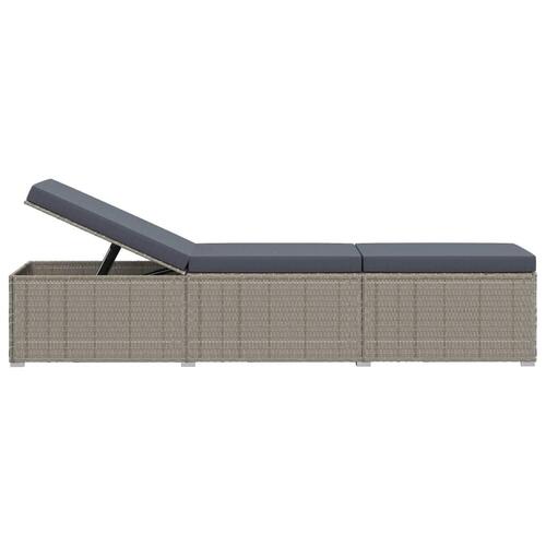 Liggestol med hynde og tebord polyrattan grå