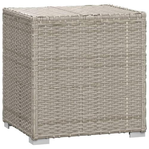 Liggestol med hynde og tebord polyrattan grå