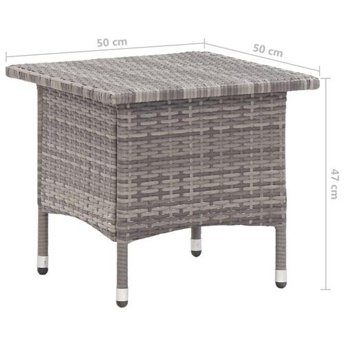 Tebord 50 x 50 x 47 cm polyrattan grå