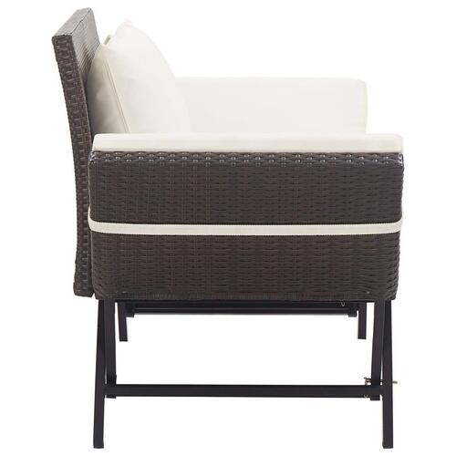 Havebænk med hynder 176 cm polyrattan brun