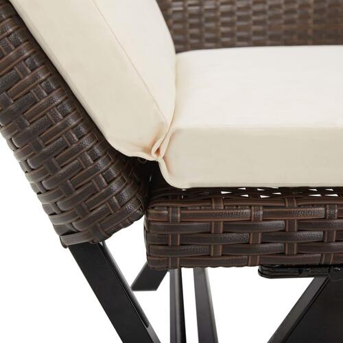 Havebænk med hynder 176 cm polyrattan brun