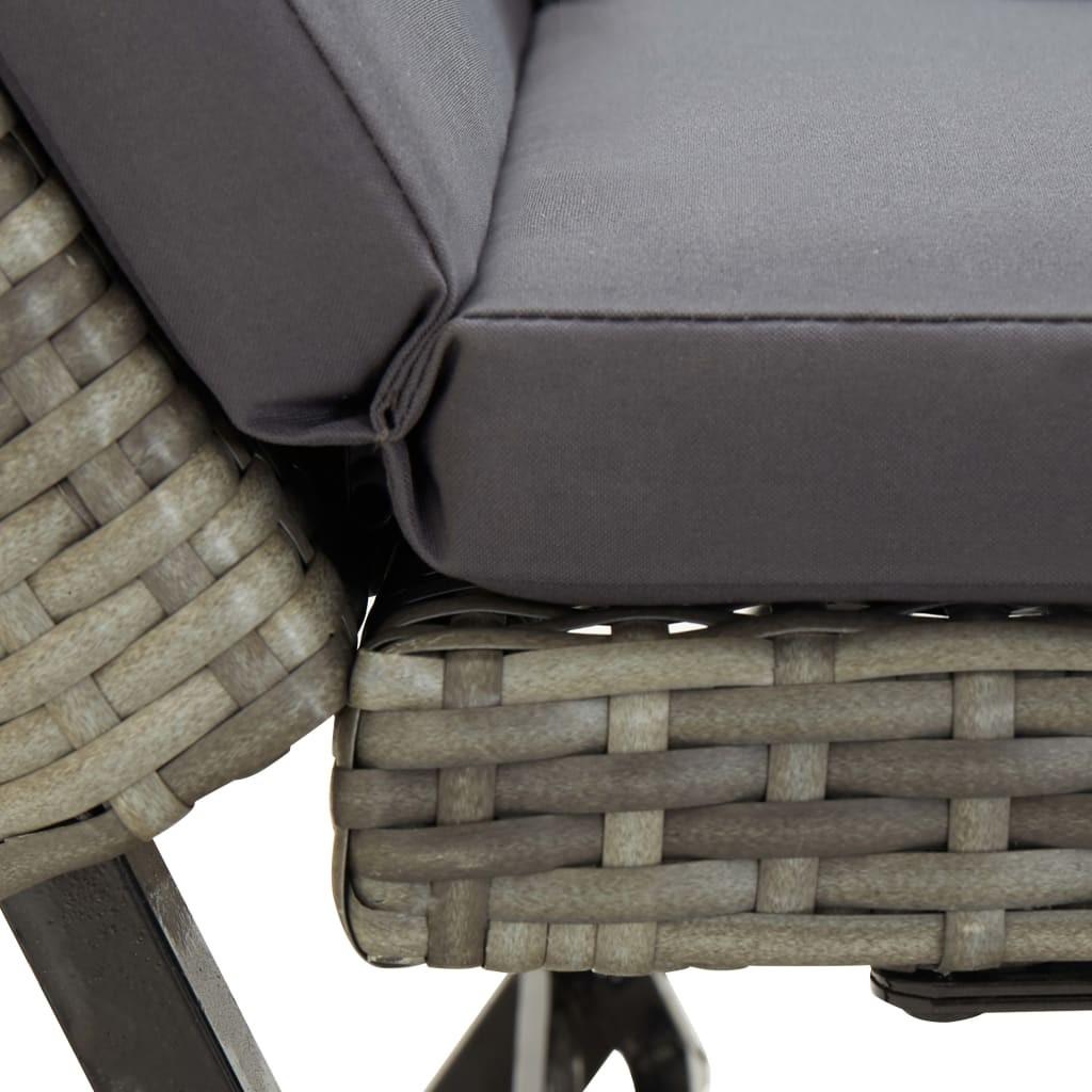 Havebænk med hynder 176 cm polyrattan grå
