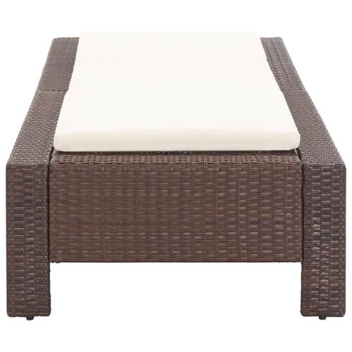 Solseng med hynde polyrattan brun