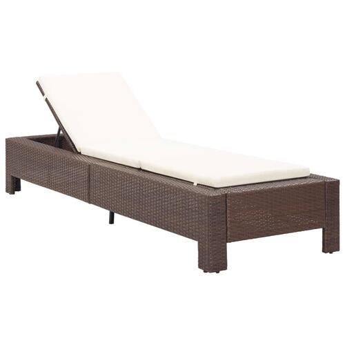 Solseng med hynde polyrattan brun