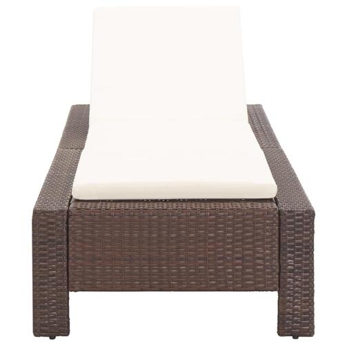 Solseng med hynde polyrattan brun