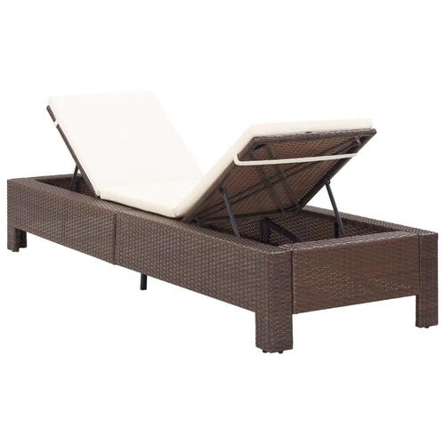 Solseng med hynde polyrattan brun