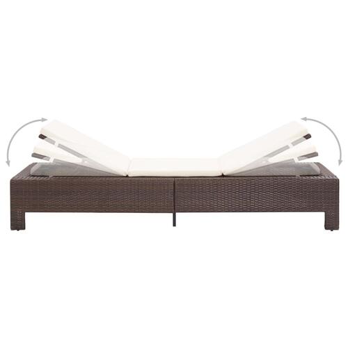 Solseng med hynde polyrattan brun