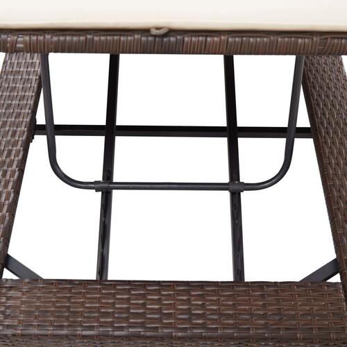 Solseng med hynde polyrattan brun