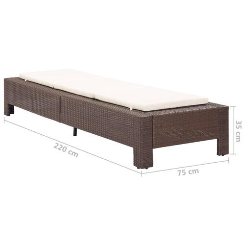 Solseng med hynde polyrattan brun