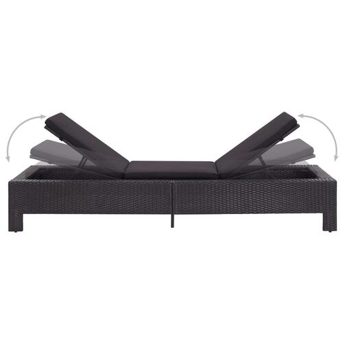 Solseng med hynde polyrattan sort