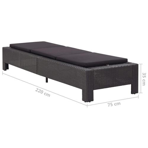 Solseng med hynde polyrattan sort