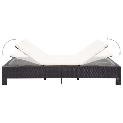 2-personers solseng med hynde polyrattan sort