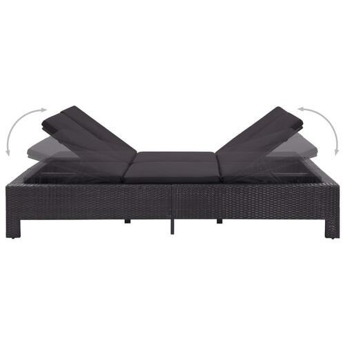 2-personers solseng med hynde polyrattan sort